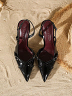 Women's Elegant Crisscross Strap Pointed Toe V-Cut Buckle High Heel Pumps shein