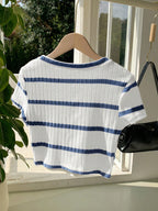 Women's Ribbed Ribbed Crew Neck T-Shirt shein