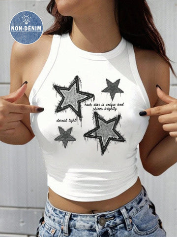 EZwear Women's Cherry Pattern Casual Simple Slim Fit Crop Tank Top
