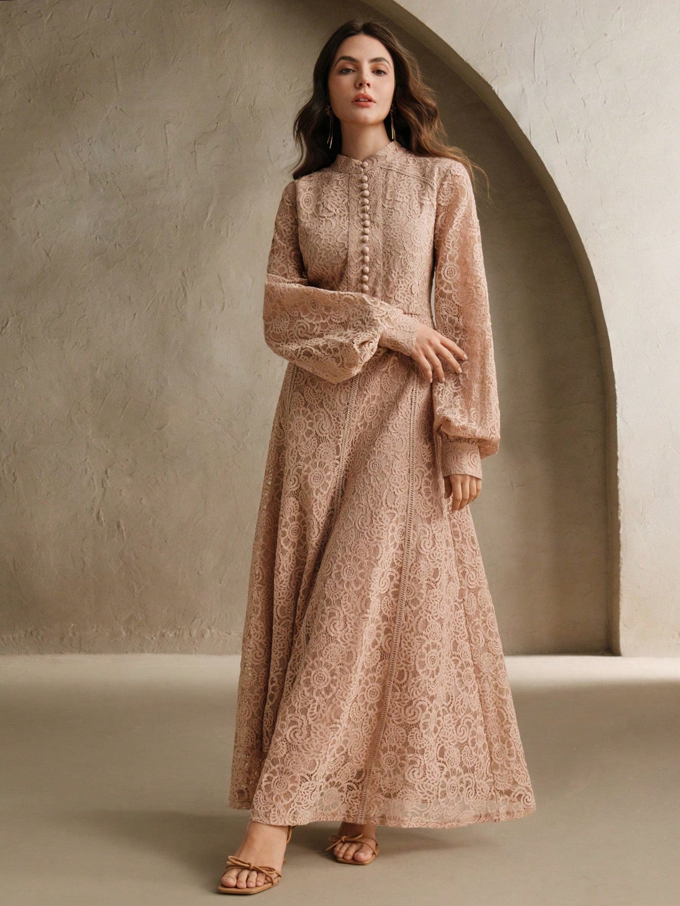 Anewsta Women's Long Sleeve Lace Dress shein