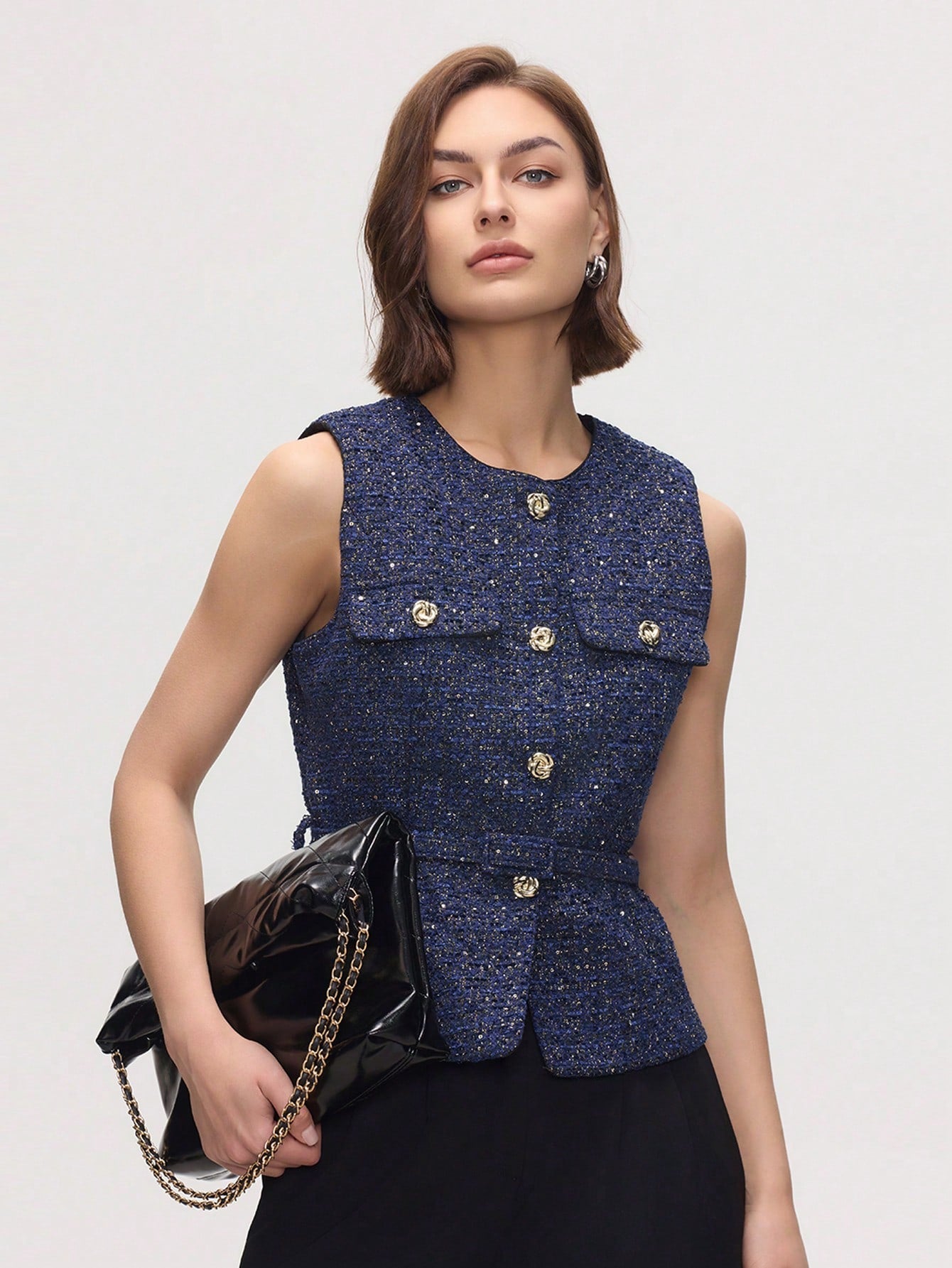 Casual Waistcoat Jacket With Belt