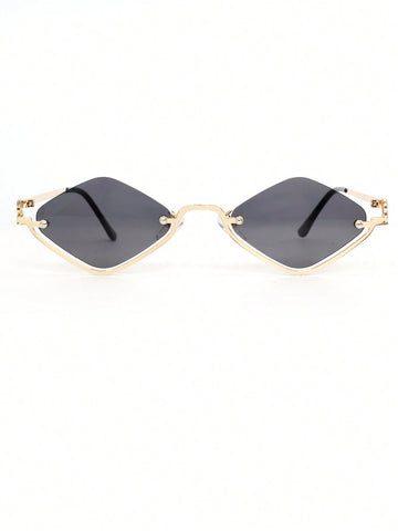 1pc Women's Half-Frame Square Metal Fashion Glasses