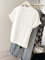 Women Graphic Embroidered Casual Comfortable Short Sleeve T-Shirt shein