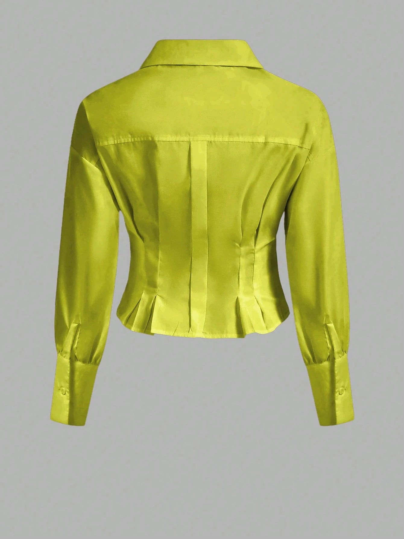 Aveloria Modichic Solid Color Pleated Decorated Buttoned Long Sleeve Shirt shein