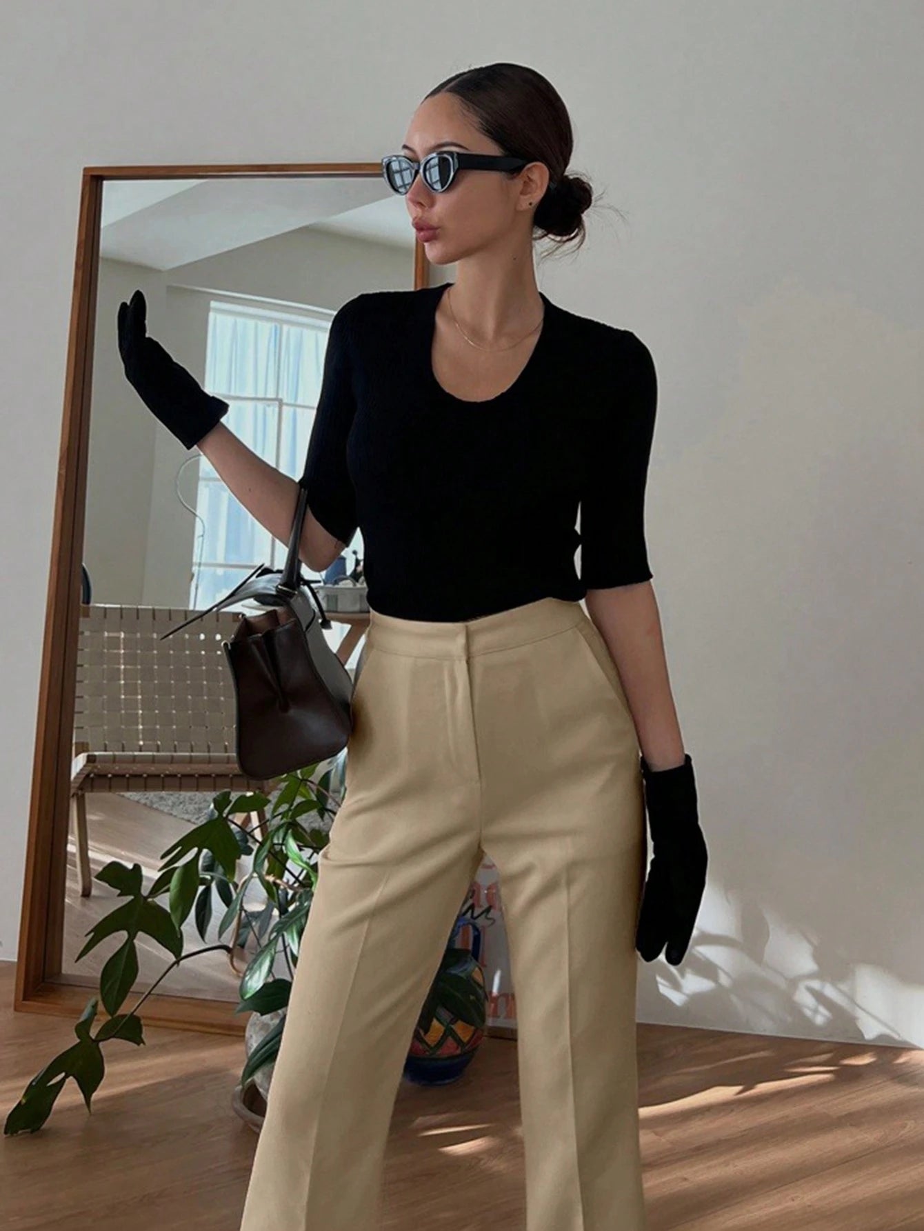 Strévra Women's Slim Flare Leg Pants shein