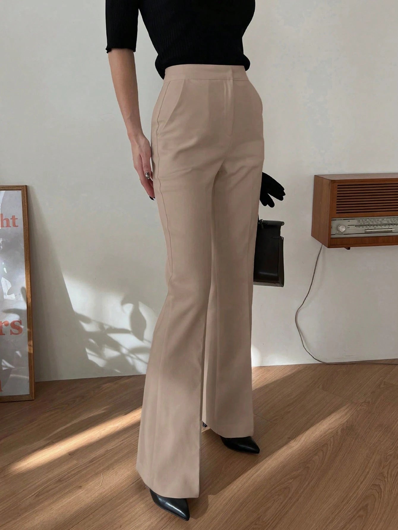 Strévra Women's Slim Flare Leg Pants shein