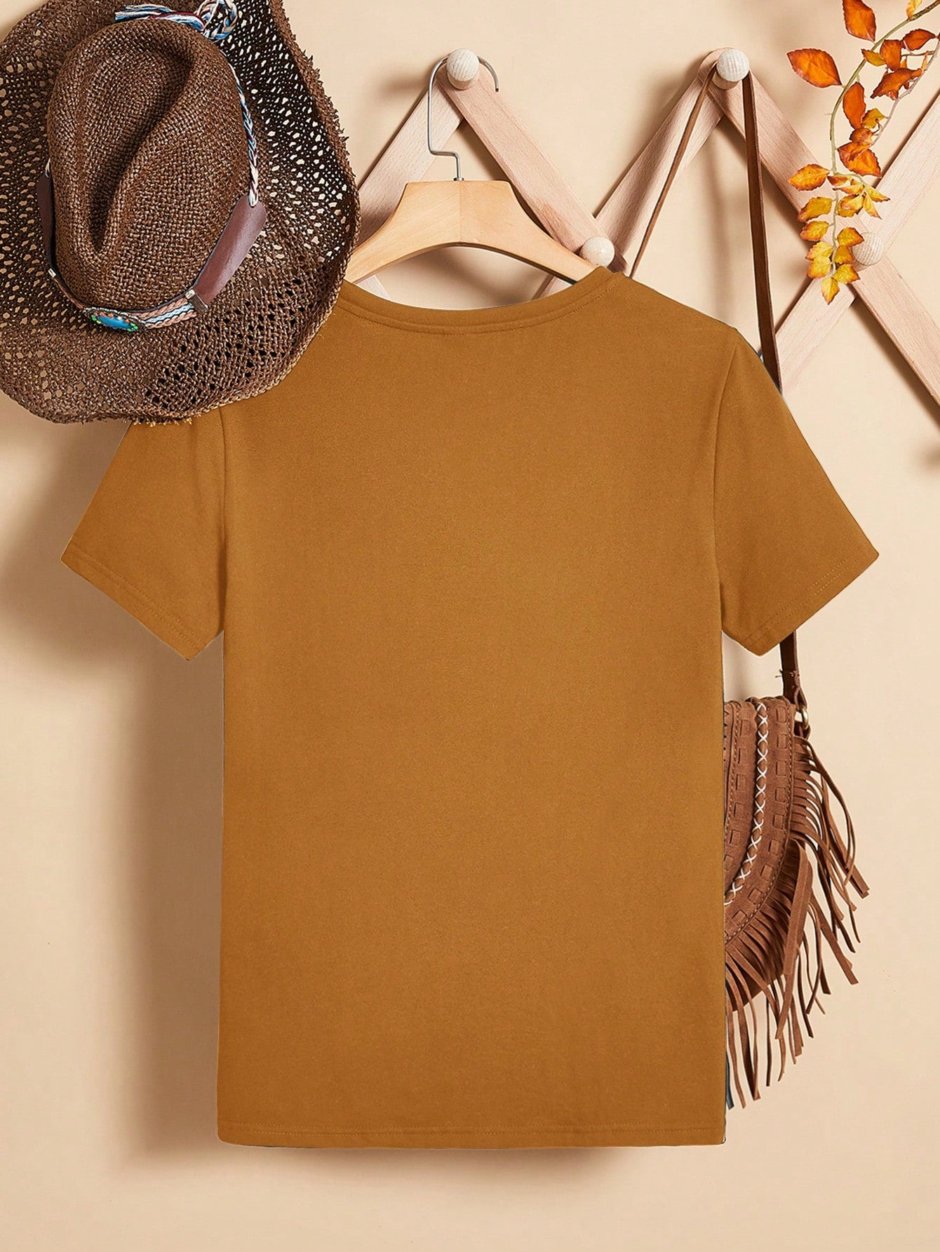 EMERY ROSE Casual Heart-Shaped Patterned Round Neck Women's Short Sleeve T-Shirt shein