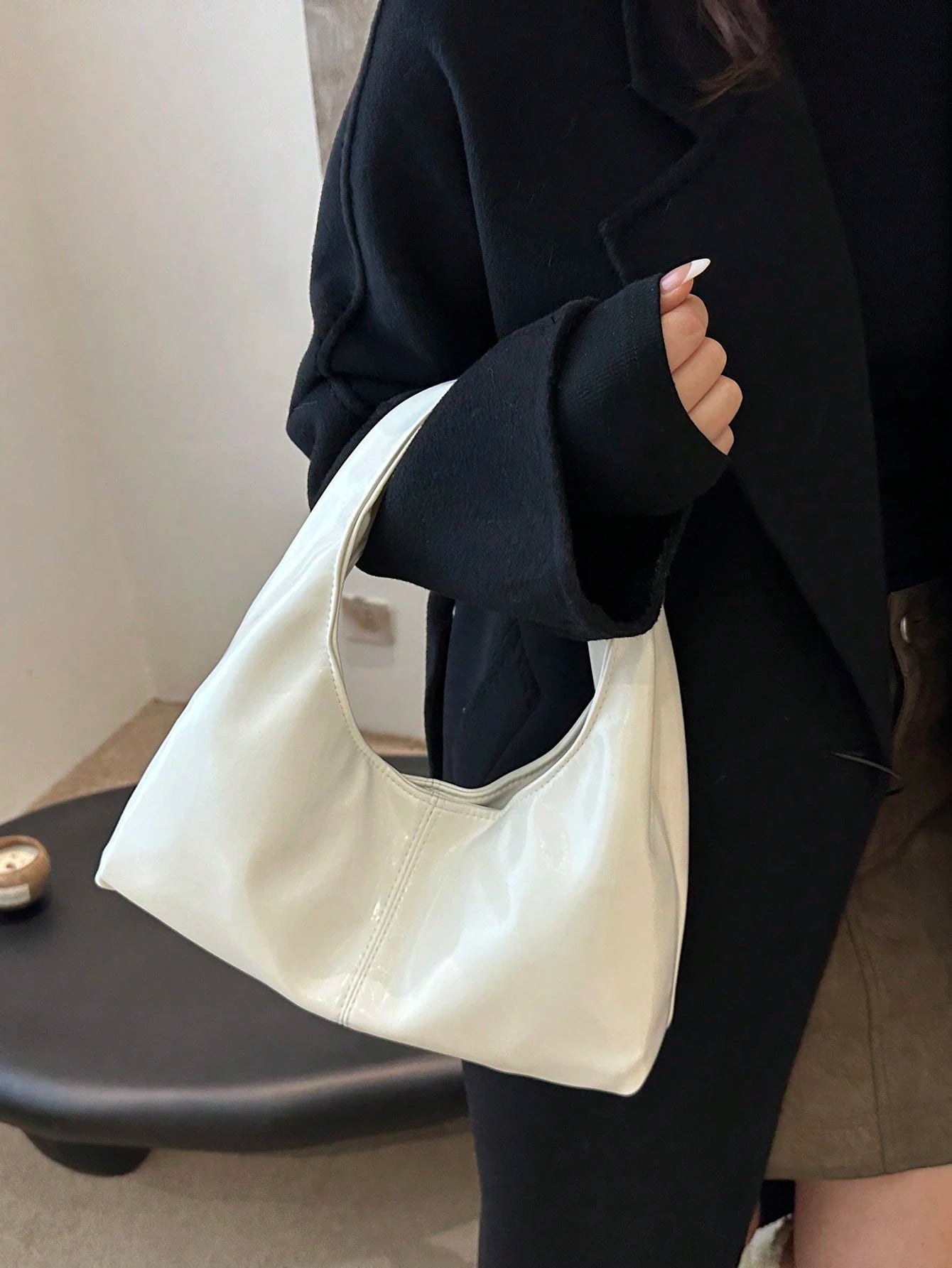 Fashionable & Versatile Solid Color New PU Shoulder Bag shein