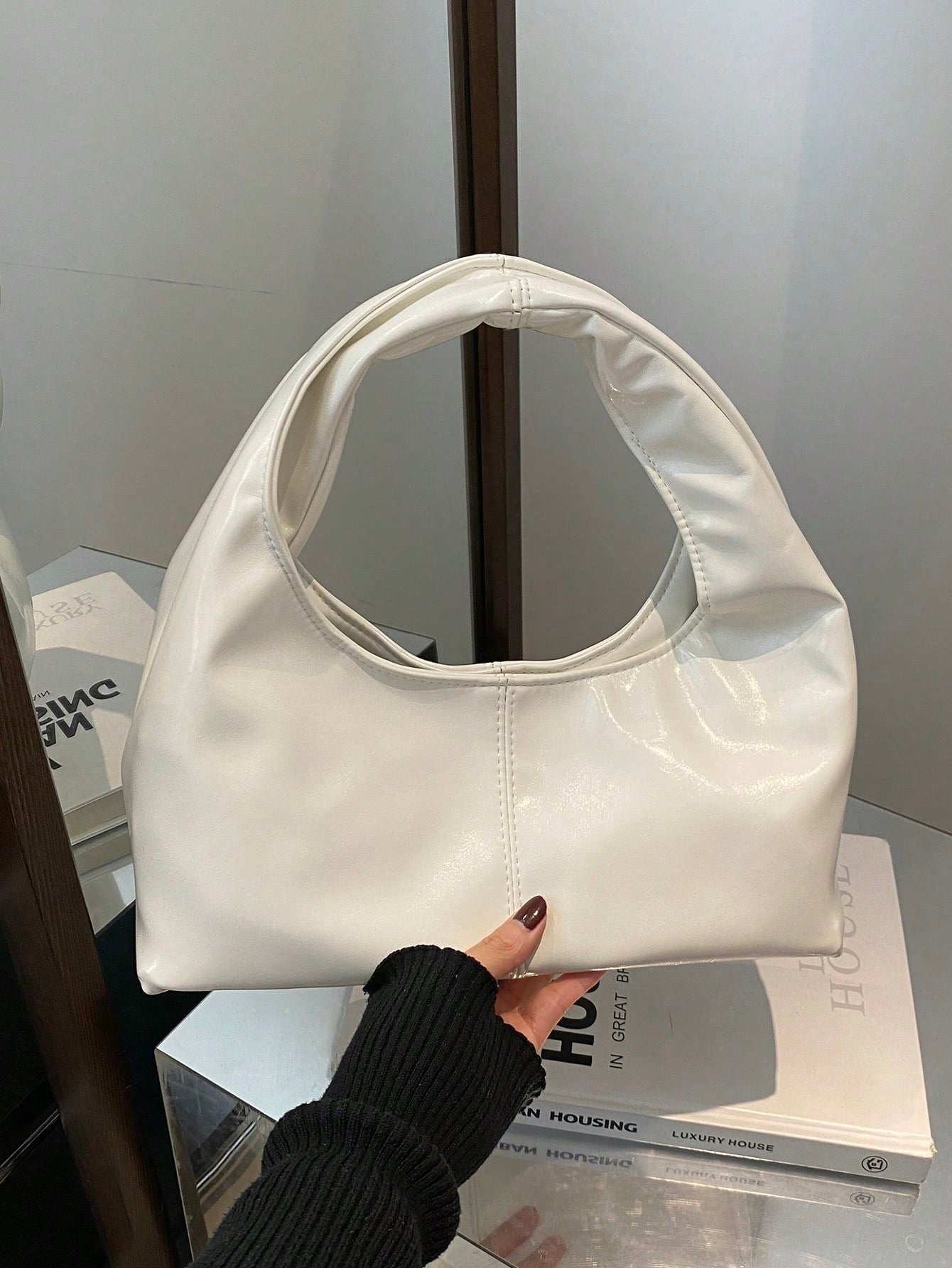Fashionable & Versatile Solid Color New PU Shoulder Bag shein