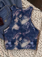 EZwear Women's Cherry Pattern Casual Simple Slim Fit Crop Tank Top shein