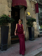 INDEFEIR New European And American Style Women Knitted Vest And Spliced Dress shein