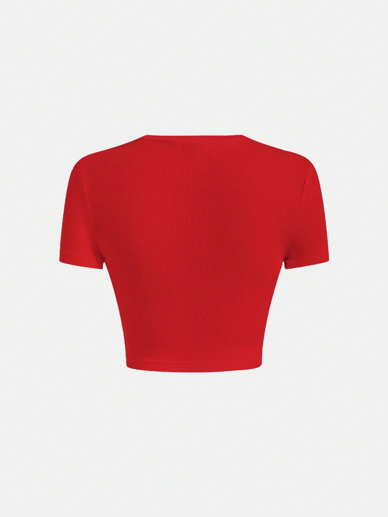 MOD 2 In 1 Lace Up Pu Leather And Different Material Splicing Short-Sleeved Round Neck Tee shein