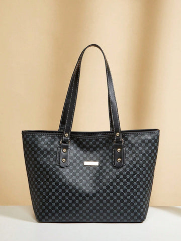 1pc Polka Dot Print PU Tote Bag