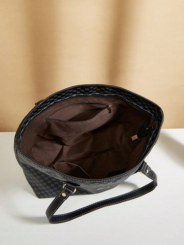 1pc Polka Dot Print PU Tote Bag