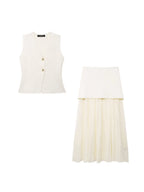 INDEFEIR New European And American Style Women Knitted Vest And Spliced Dress shein