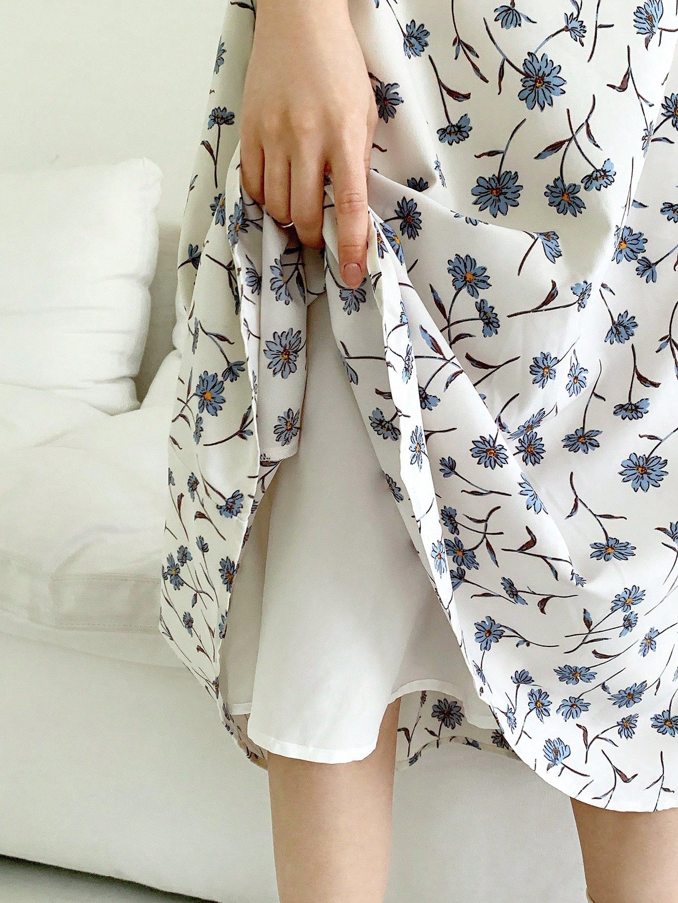 DAZY Drop Shoulder Top & Floral Print Flare Skirt shein
