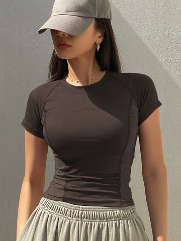 DAZY Encore Red Slim Fit Athletic Splice Short Sleeve T-Shirt