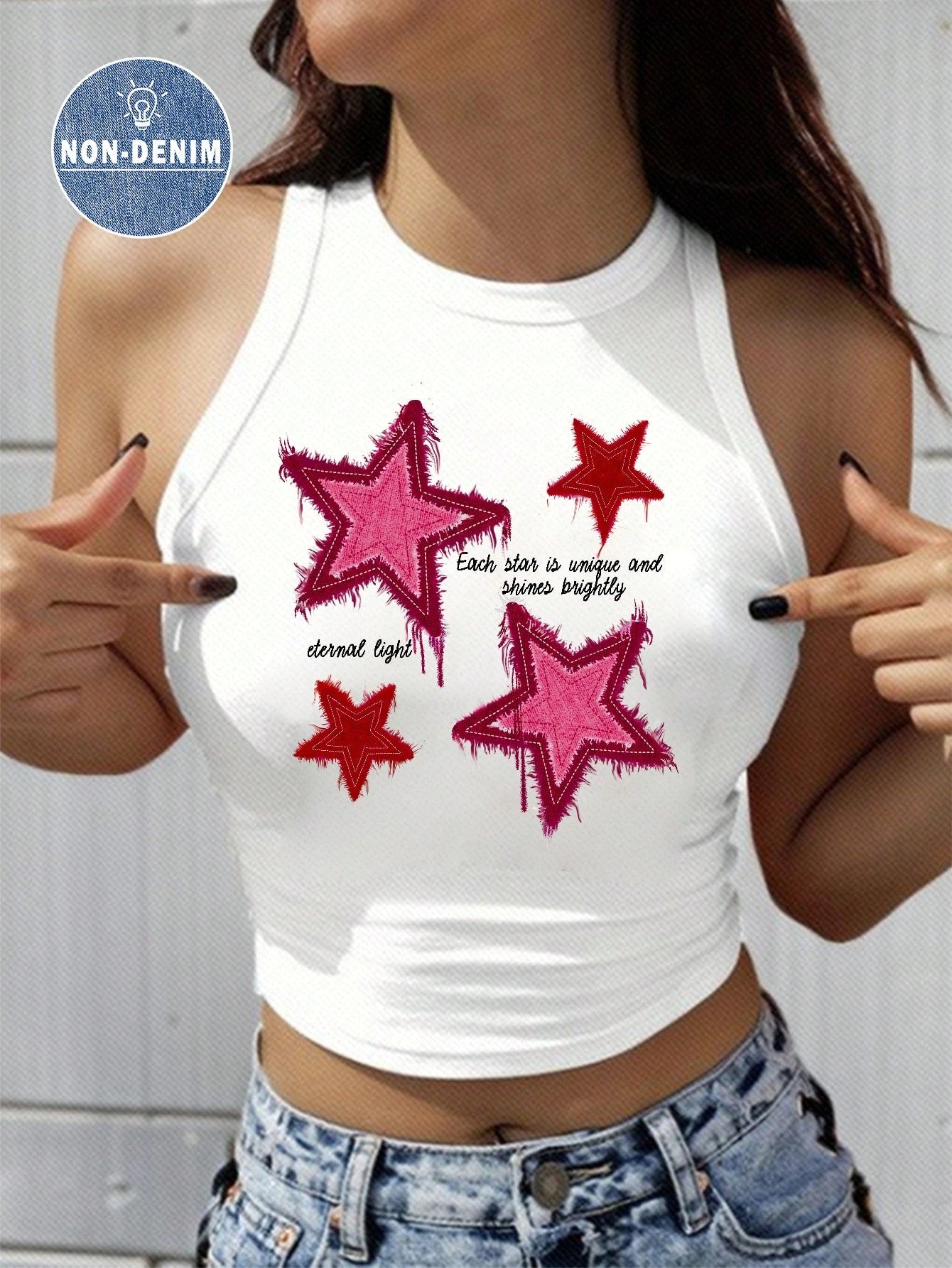 EZwear Women's Cherry Pattern Casual Simple Slim Fit Crop Tank Top shein