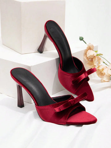 Satin Stiletto Heeled Glamorous Sandals