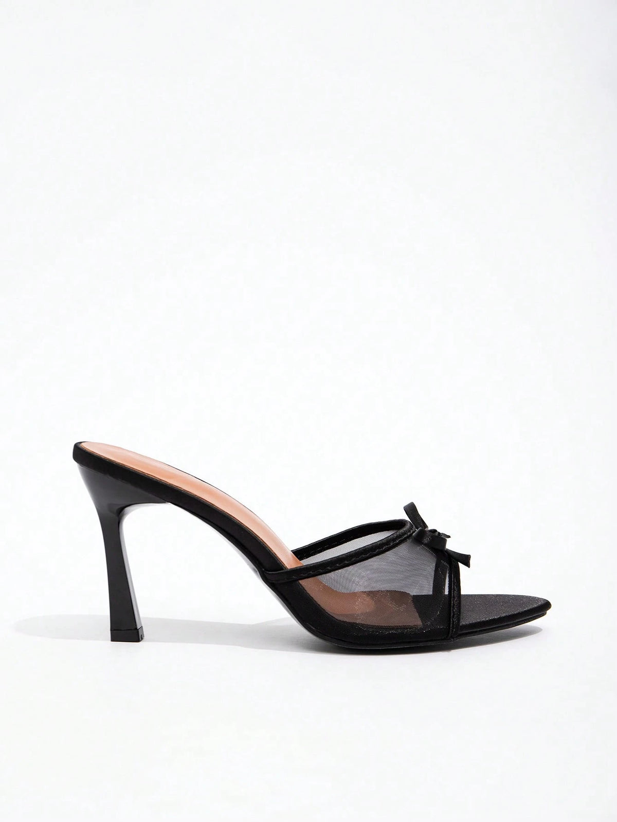 Ladies Solid Color Bow Decoration Non-Slip High Heel Sandals shein