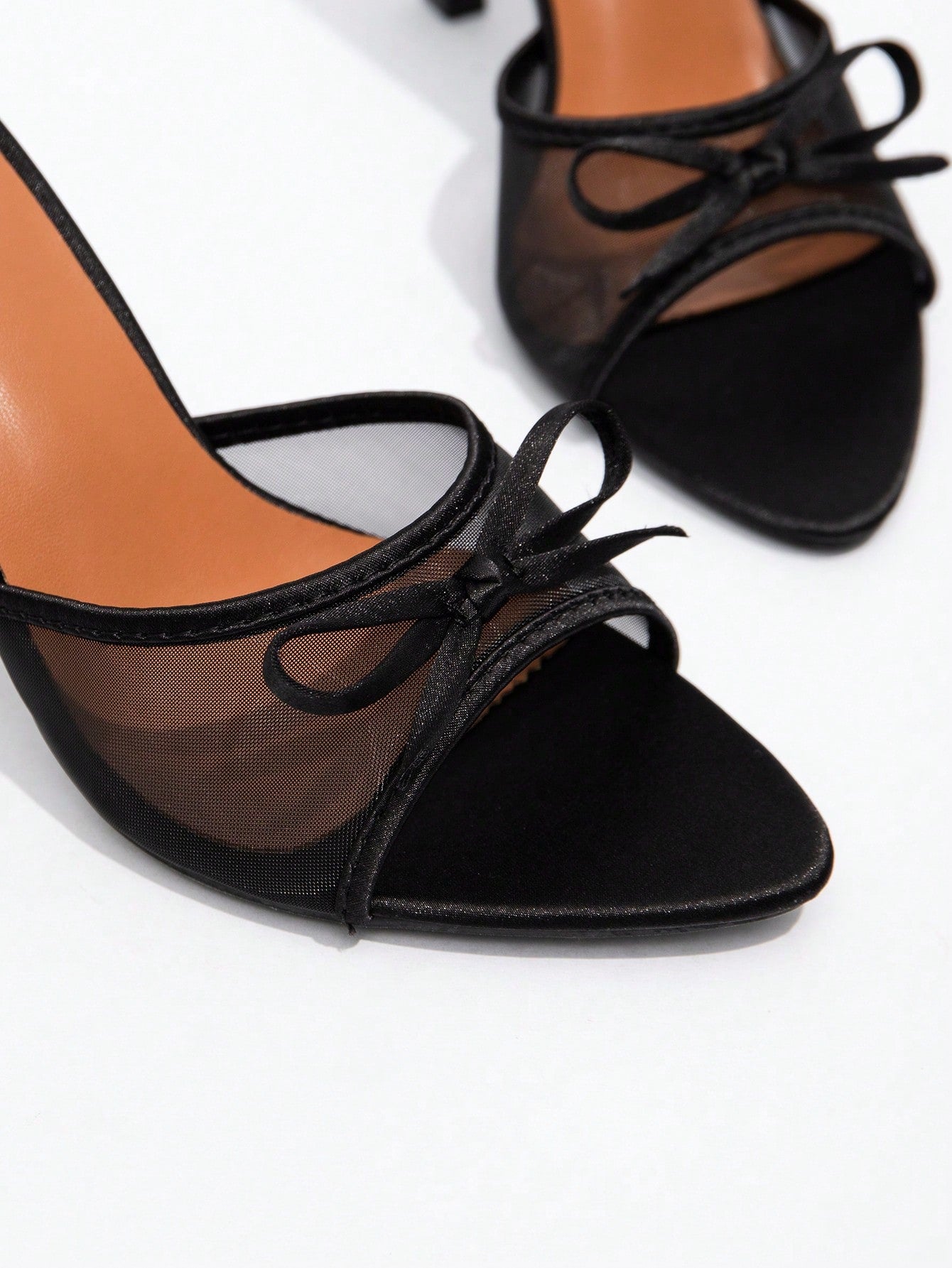 Ladies Solid Color Bow Decoration Non-Slip High Heel Sandals shein