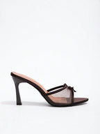 Ladies Solid Color Bow Decoration Non-Slip High Heel Sandals shein