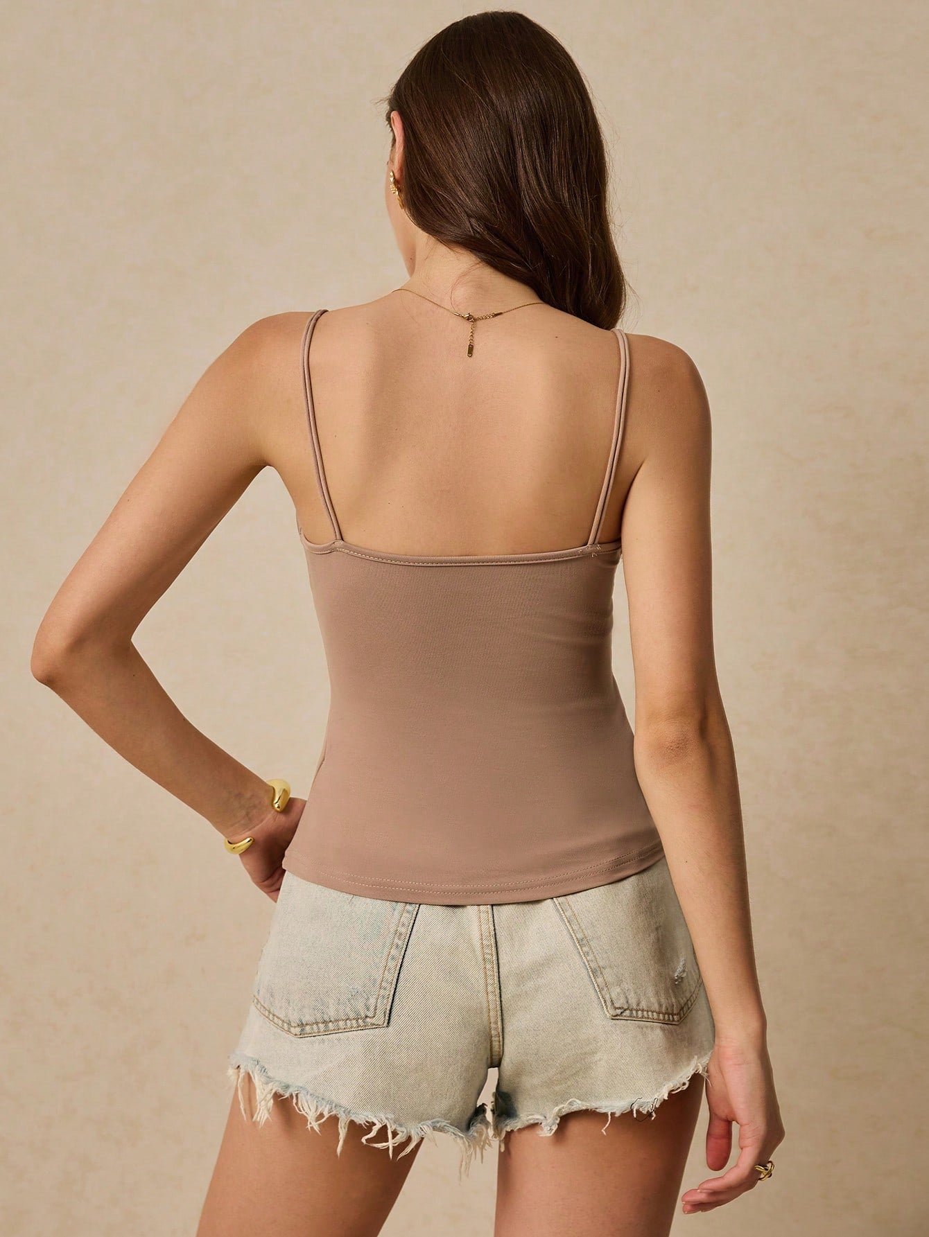 Women's Casual Versatile Solid Color Camisole With Chest Pad shein