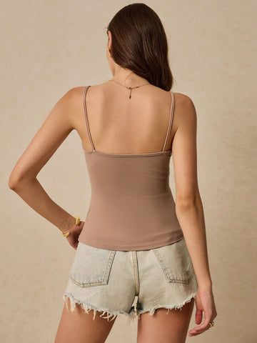 Women's Casual Versatile Solid Color Camisole With Chest Pad