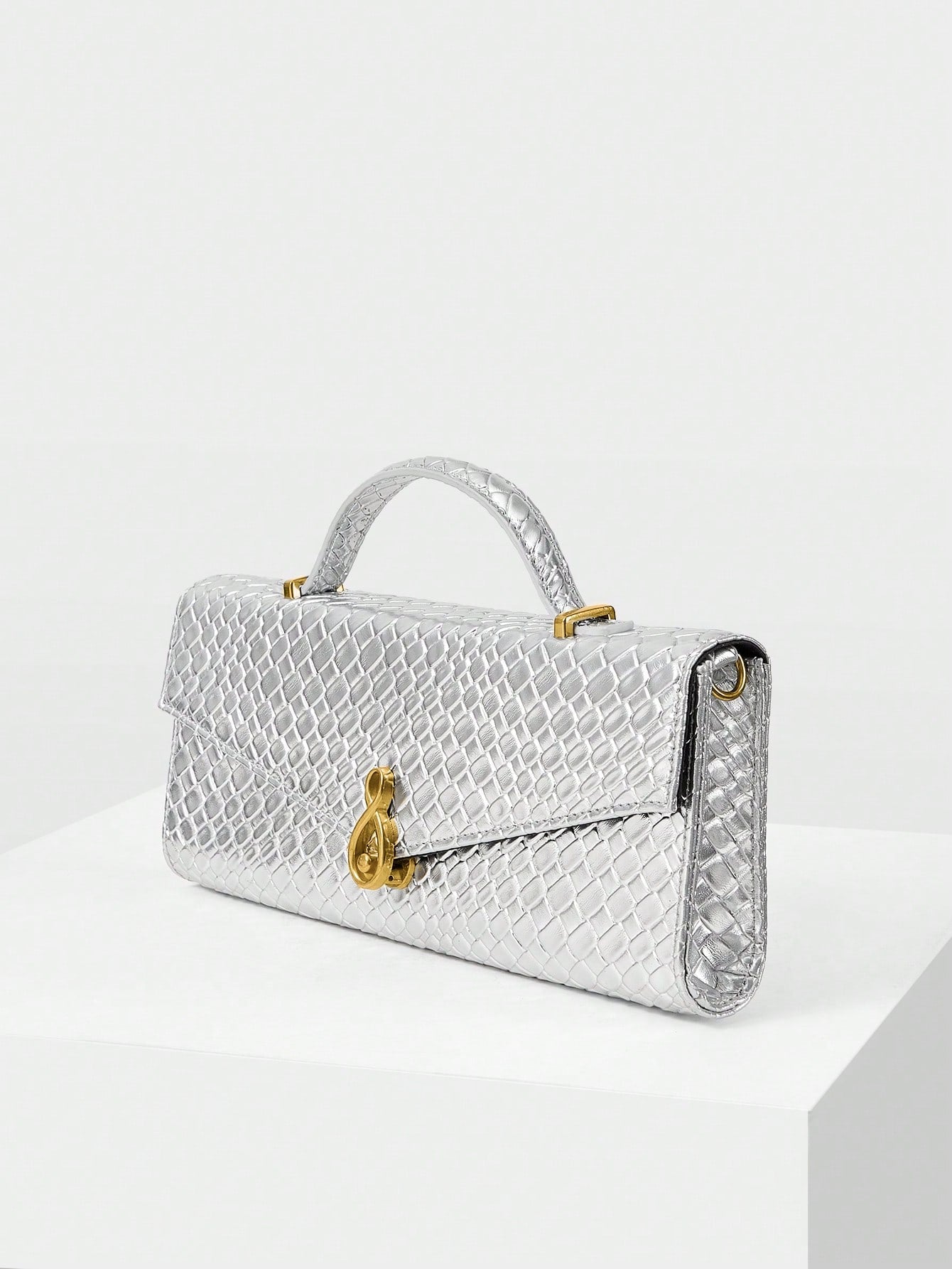 MOTF PREMIUM TEXTURED SQUARE TOP HANDLE BAG shein