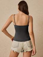Women's Casual Versatile Solid Color Camisole With Chest Pad shein