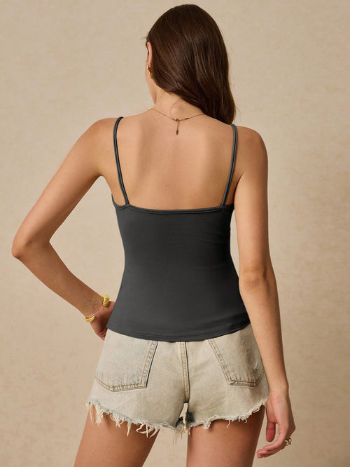 Women's Casual Versatile Solid Color Camisole With Chest Pad shein