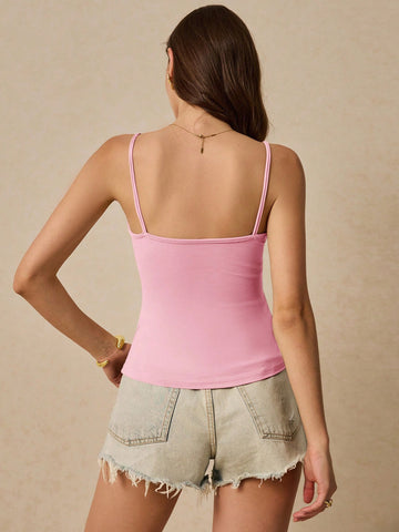 Women's Casual Versatile Solid Color Camisole With Chest Pad