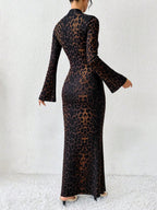Rafferiza Solid Color Long Bell Sleeve Women's Dress shein