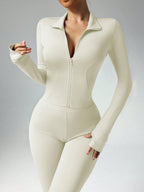 Women's Solid Color Long Sleeve Top And Long Pants Slim Fit Sports Suit shein