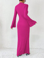 Rafferiza Solid Color Long Bell Sleeve Women's Dress shein