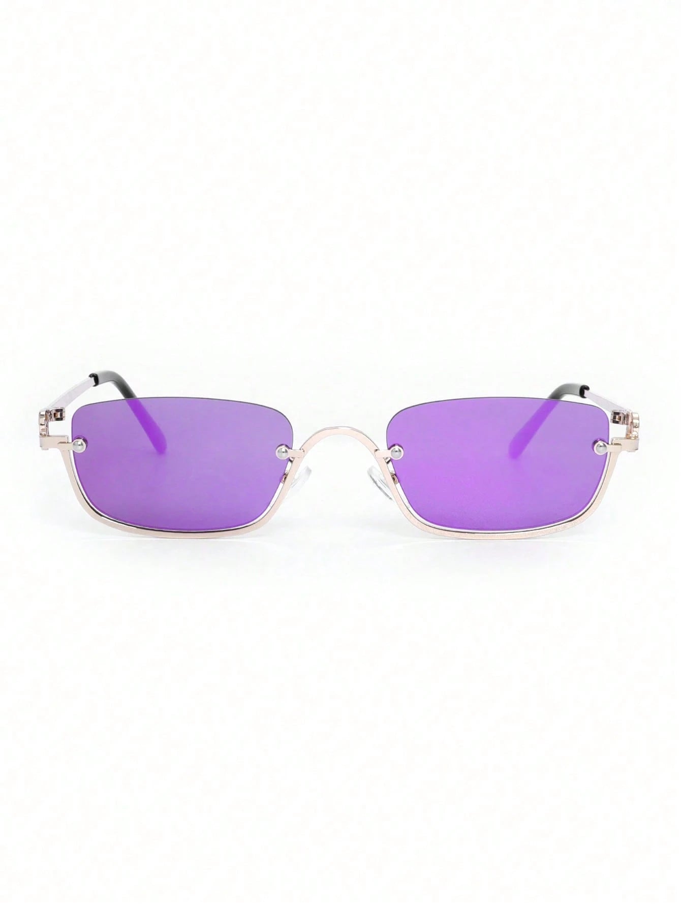 1pc Women's Half-Frame Square Metal Fashion Glasses shein