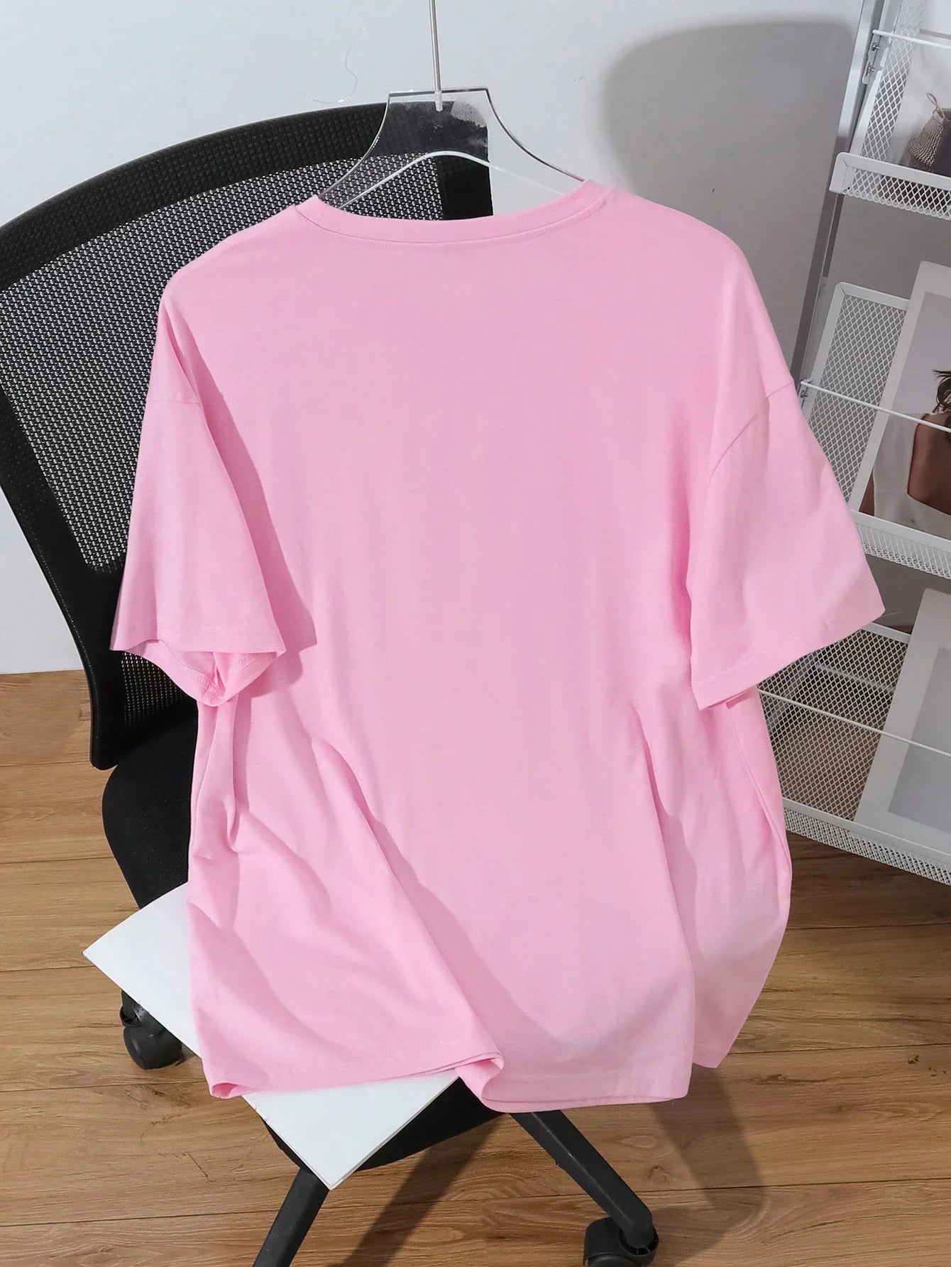 EZwear Oversized Casual Cherry Pattern Round Neck Short Sleeve T-Shirt shein