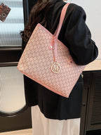 Women's Fashionable Simple Large Capacity PU Shoulder Bag shein