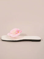 French Style Floral Strap Flat Slide Sandals shein