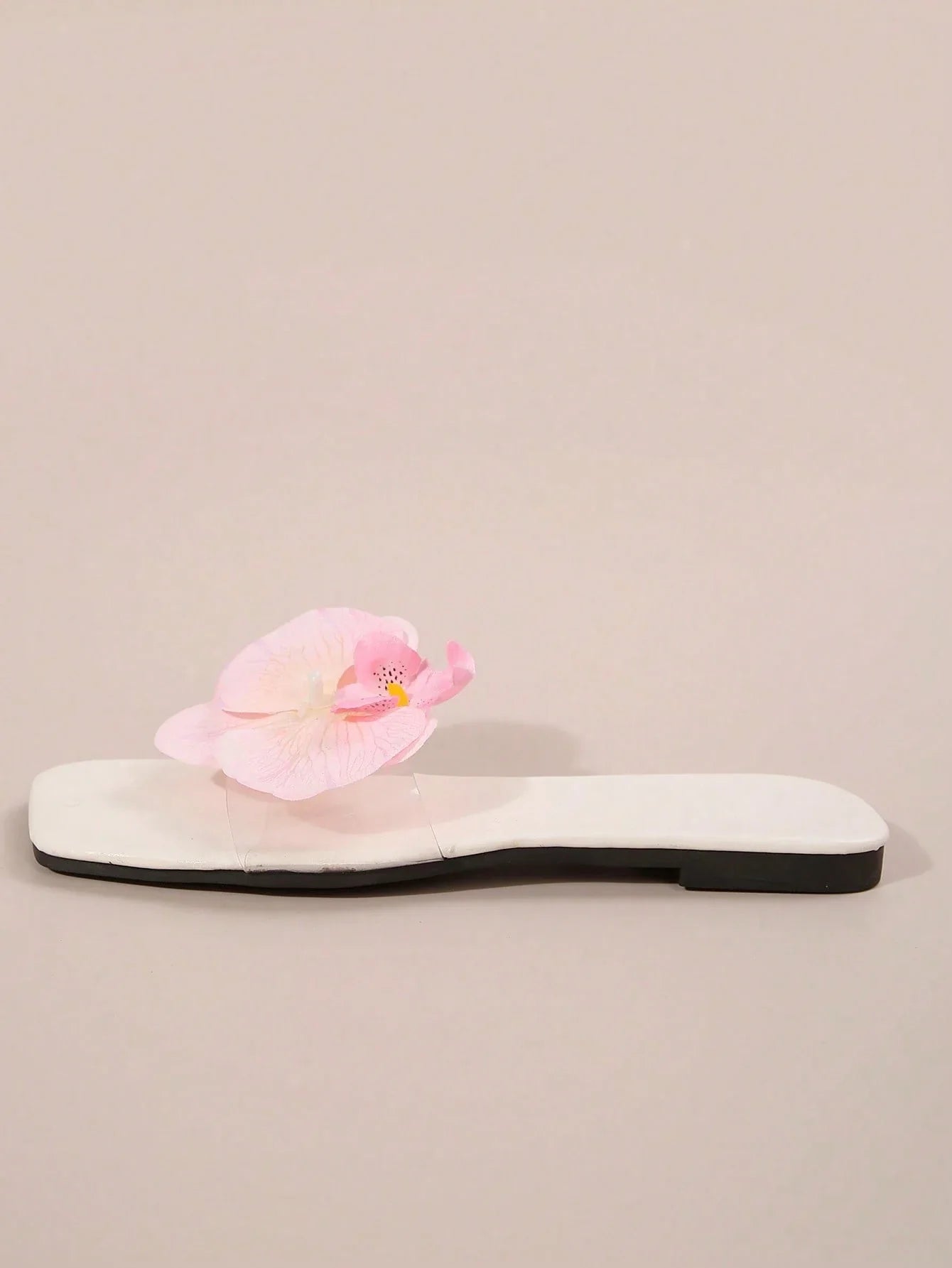 French Style Floral Strap Flat Slide Sandals shein