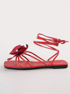 French Flower Strap Flat Slippers shein