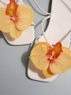 French Style Floral Strap Flat Slide Sandals shein