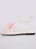 French Style Floral Strap Flat Slide Sandals shein