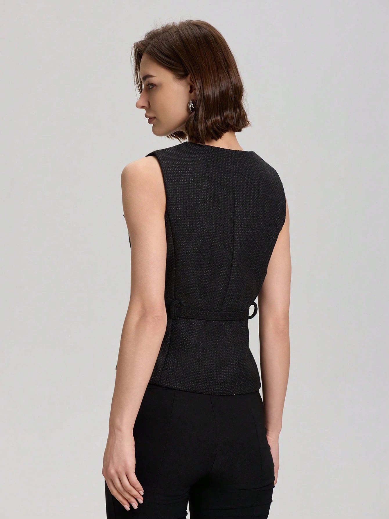 Casual Waistcoat Jacket With Belt