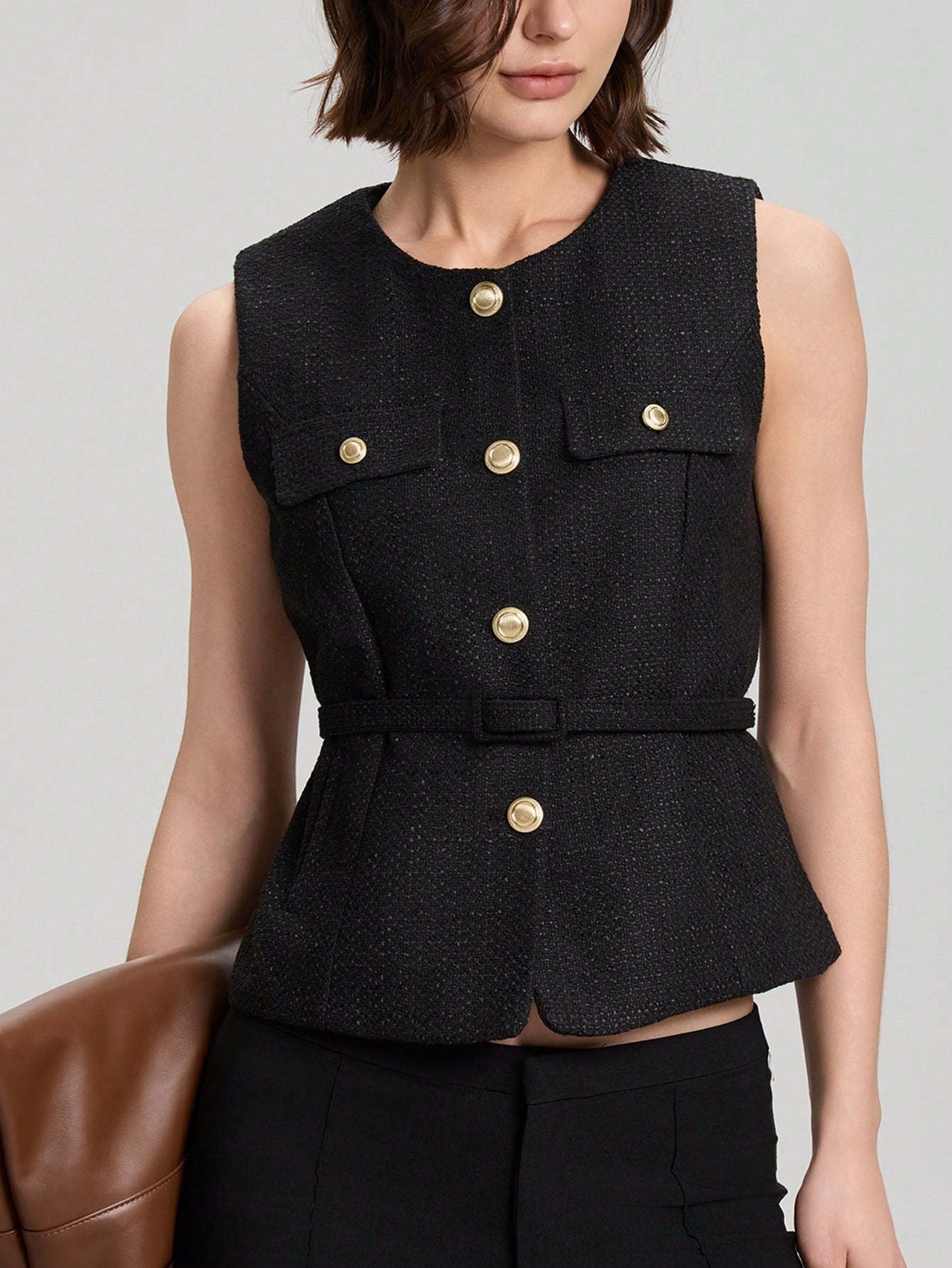 Casual Waistcoat Jacket With Belt