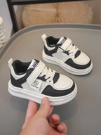 1 Pair Baby Leather Patchwork Color Hook And Loop Sneakers shein