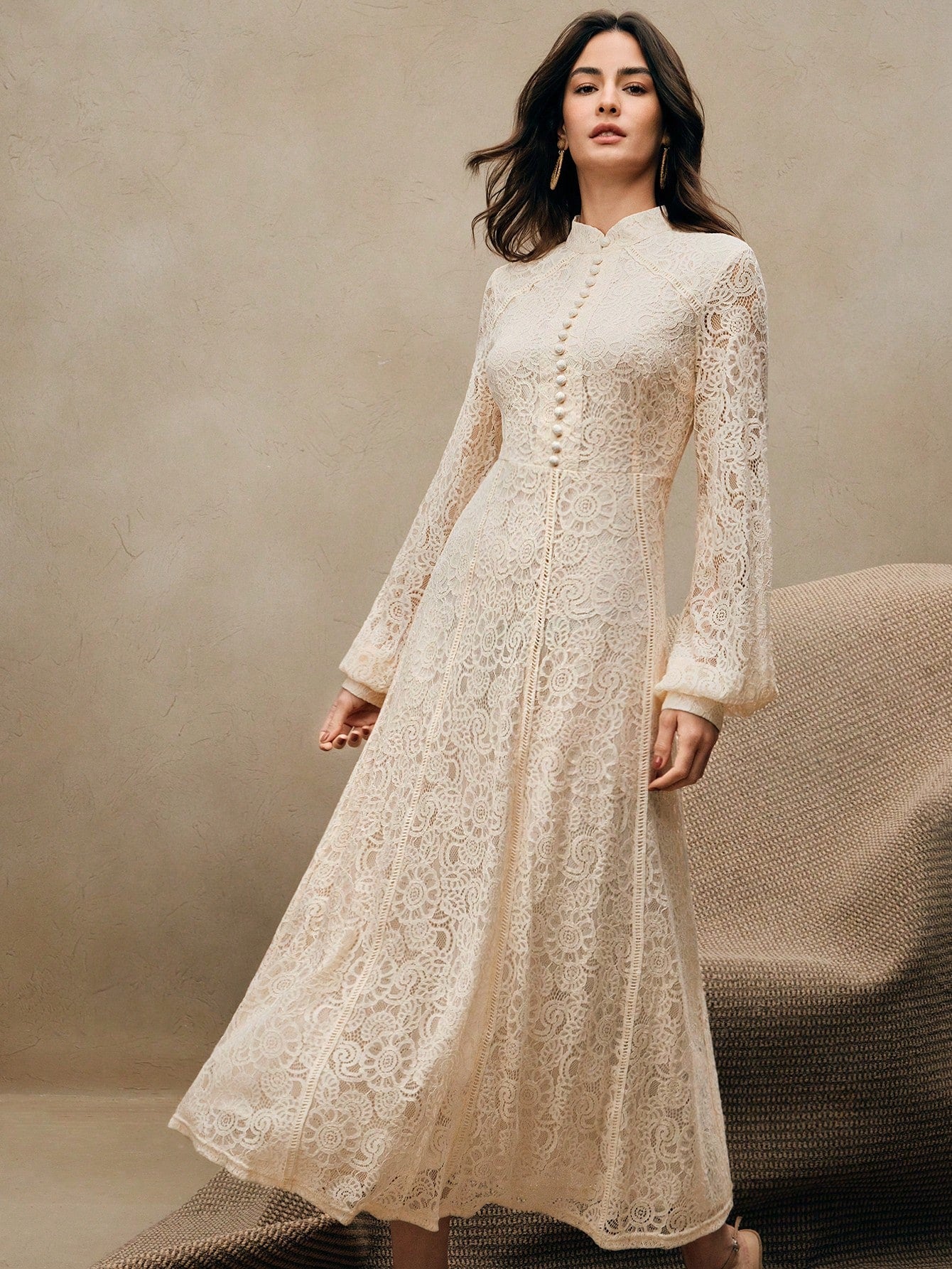 Anewsta Women's Long Sleeve Lace Dress shein