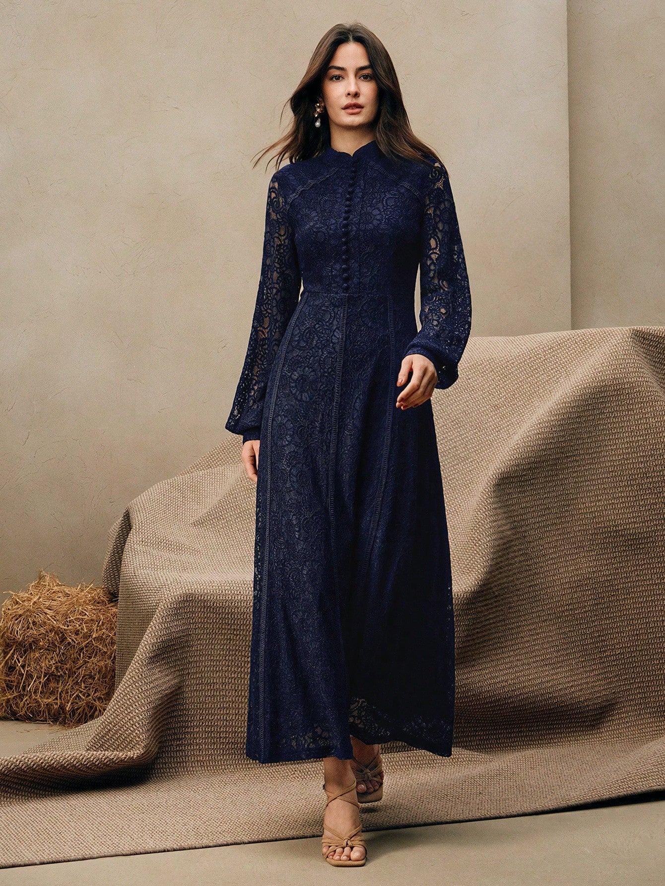 Anewsta Women's Long Sleeve Lace Dress shein