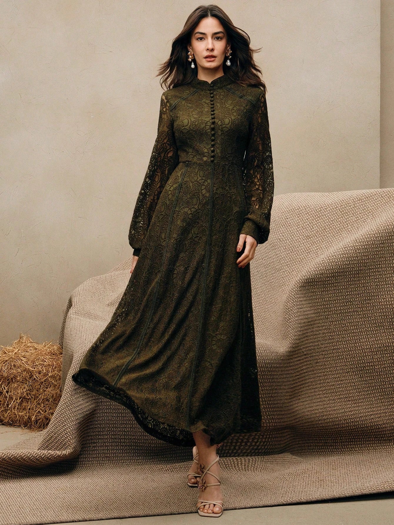 Anewsta Women's Long Sleeve Lace Dress shein