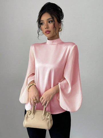 Elenzga Women's Holiday Patchwork Lantern Sleeve Elegant Blouse